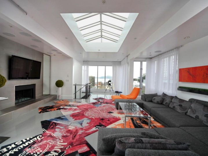 penthouse living room skylights