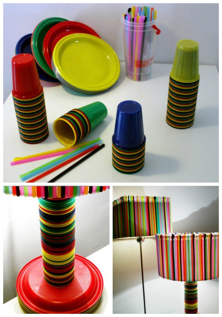 Plastic Cups And Straws Lamp