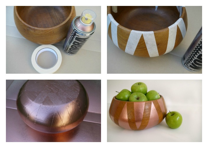diy geometric copper & wood bowl