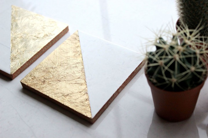 diy gold & marble tile coasters second