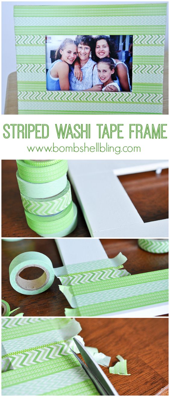 diy striped washi tape frame