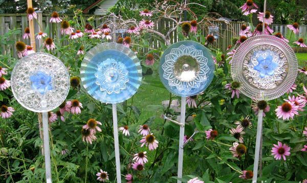 glass garden art flowers
