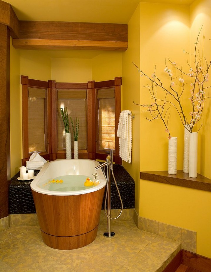 Asian-style-bathroom-in-yellow-with-a-relaxing-ambiance