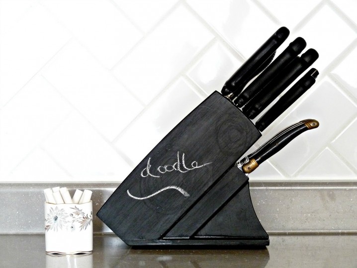 DIY Chalkboard Knife Block II organize knives 