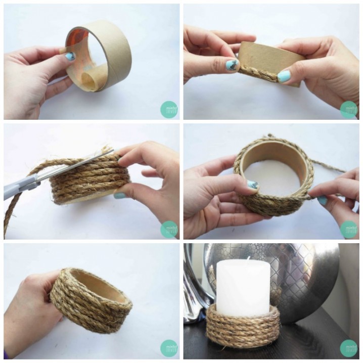 DIY Easy Rope Wrapped Candle Holder