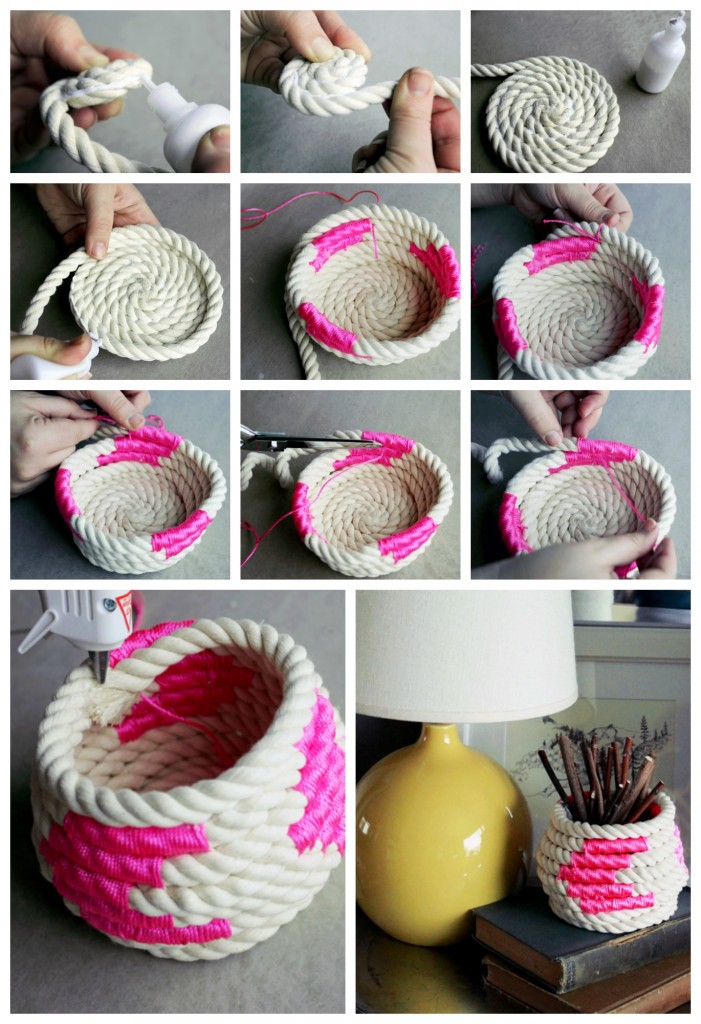 colorblocked rope basket