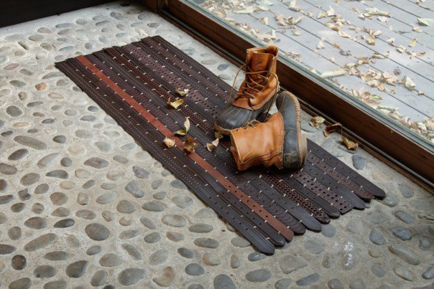 leather belt door mat