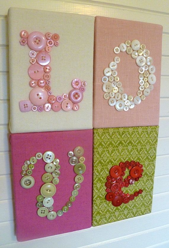 magical diy button monogram love on canvas - button initial crafts wall hanging-f67301