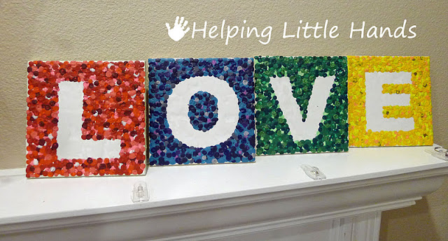 melted crayon letter art love