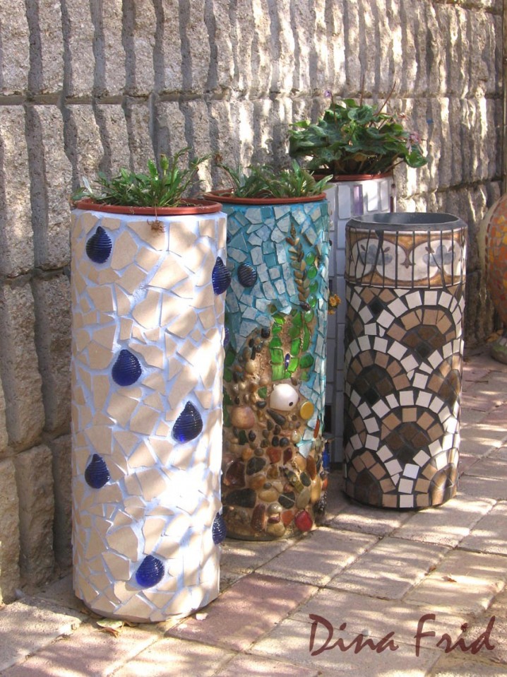 pvc pipe and mosaic tile planter