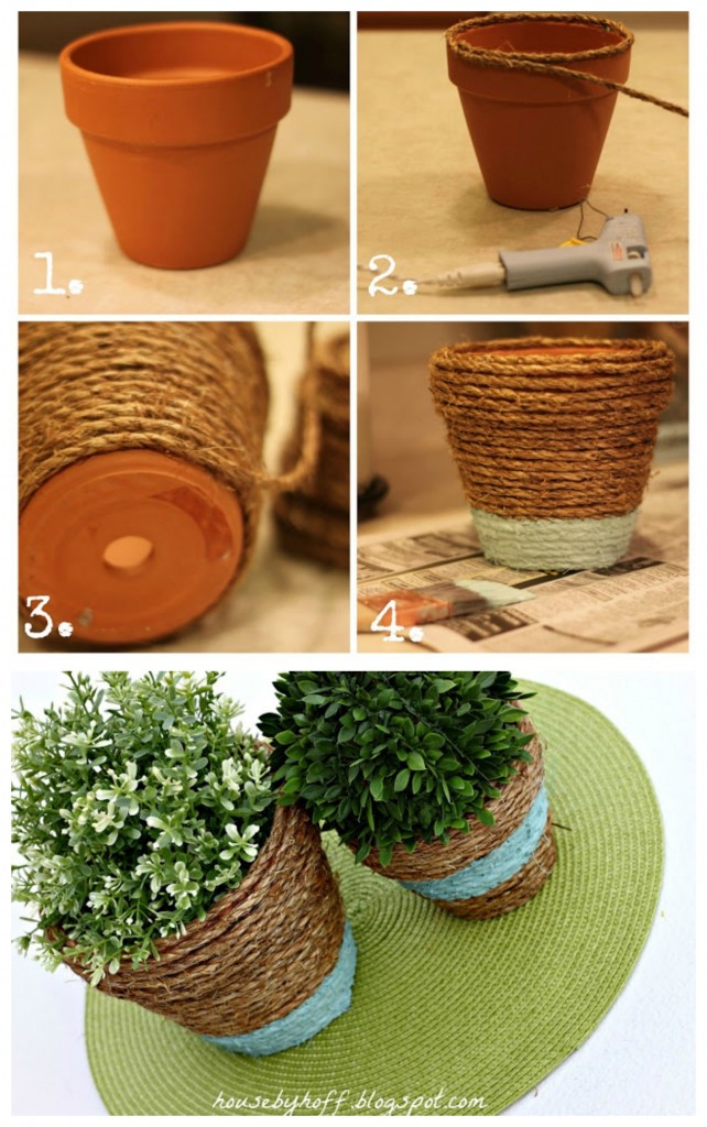 rope wrapped terracotta pots