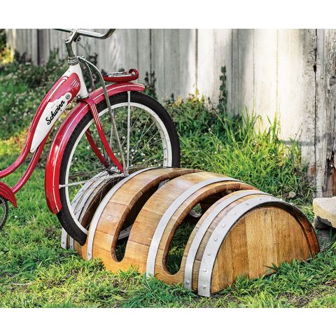 wine barrel bike rack