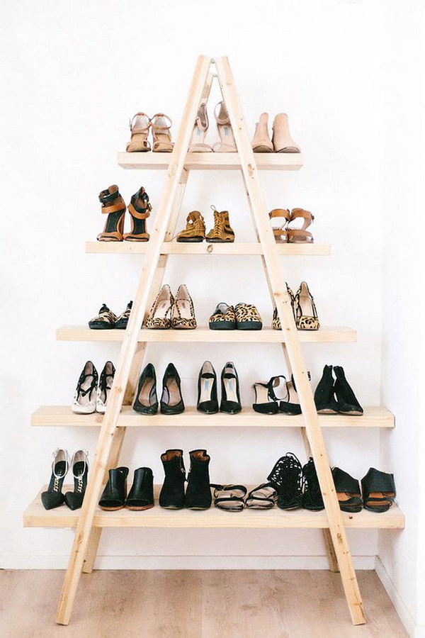 16-diy-ladder-shoe-shelf