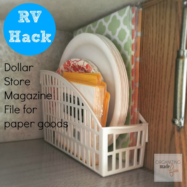 RV hack magazine file paper dollar store organization 