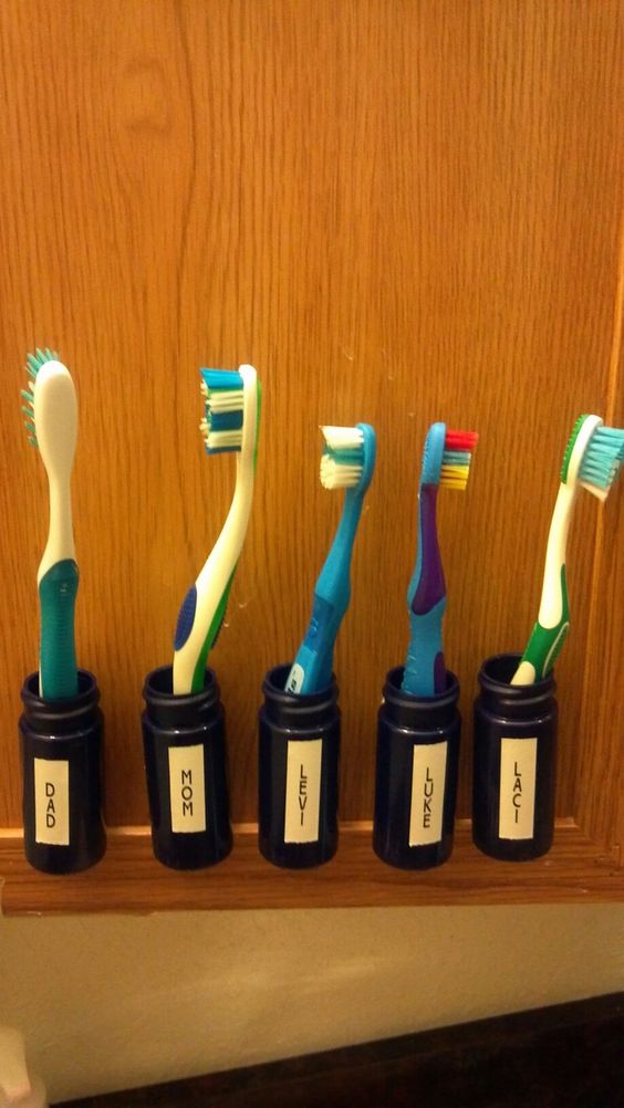 pill bottle toothbrush holders