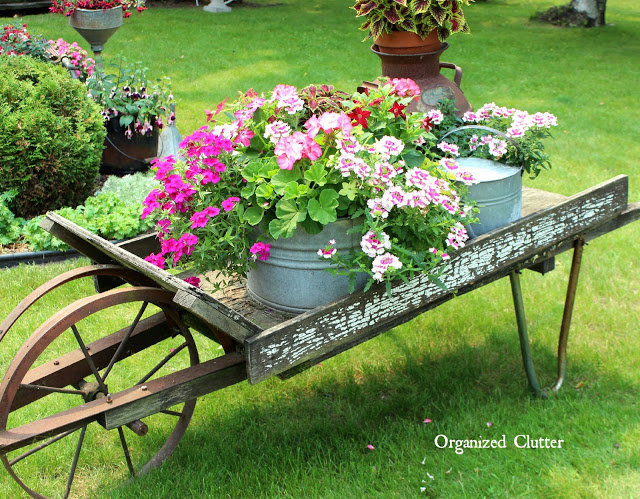 rustic garden wheelbarrow