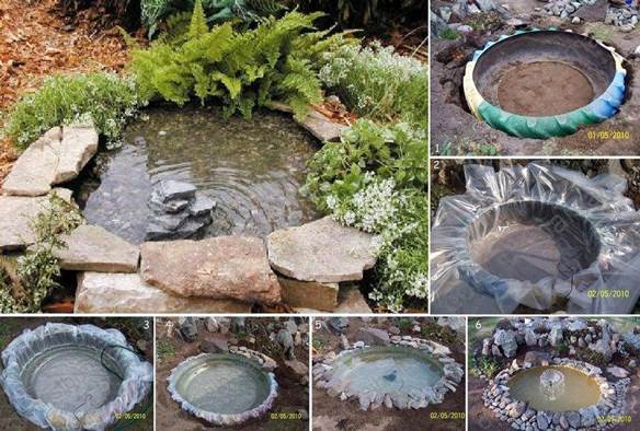 DIY-Mini-Pond-from-Old-Tire-3