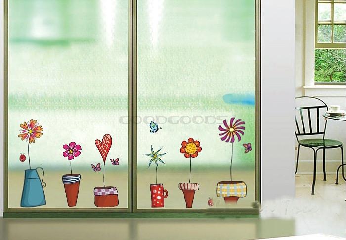 New-2015-DIY-Wall-Sticker-Mural-Home-Art-Decor-Pot-Plant-Flower-Butterfly-Lovely-Window-Glass