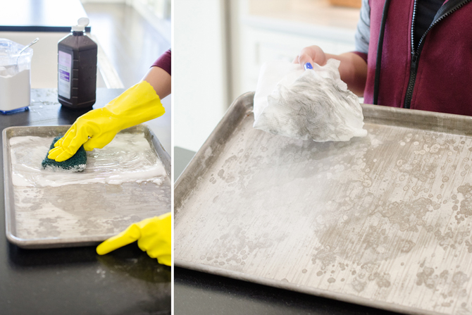 baking-sheet clean with baking soda and peroxide