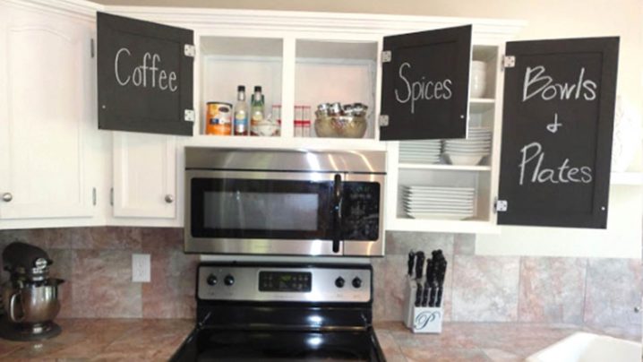 diy-chalkboard-sign-for-chalkboard-kitchen-with-diy-chalkboard-and-white-kitchen-cabinet-also-tile-backsplash-with-cooktop-and-tile-countertops-for-kitchen-decor-ideas-and-home-interior-design