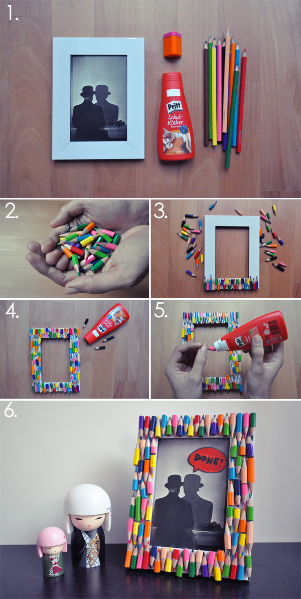 diy colored pencil picture frame