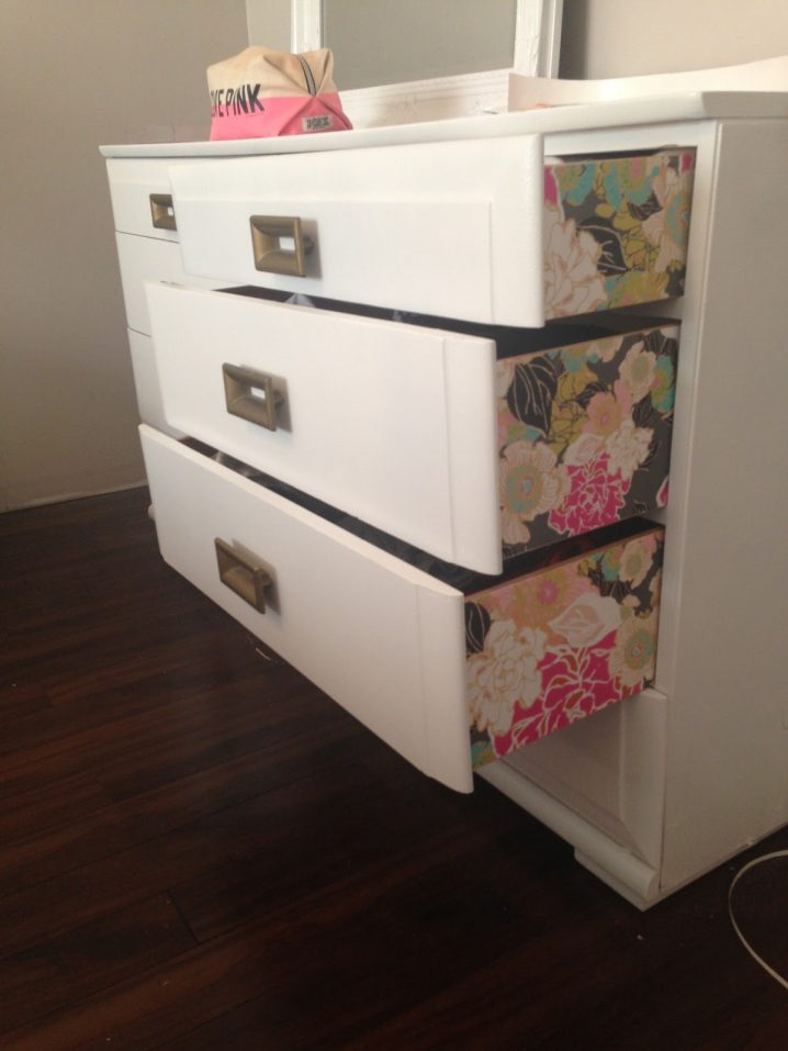 diy wallpaper dresser drawers
