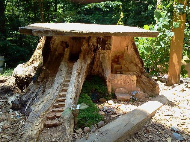 make a fairy home from an old stump