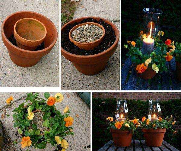 potted candle holders