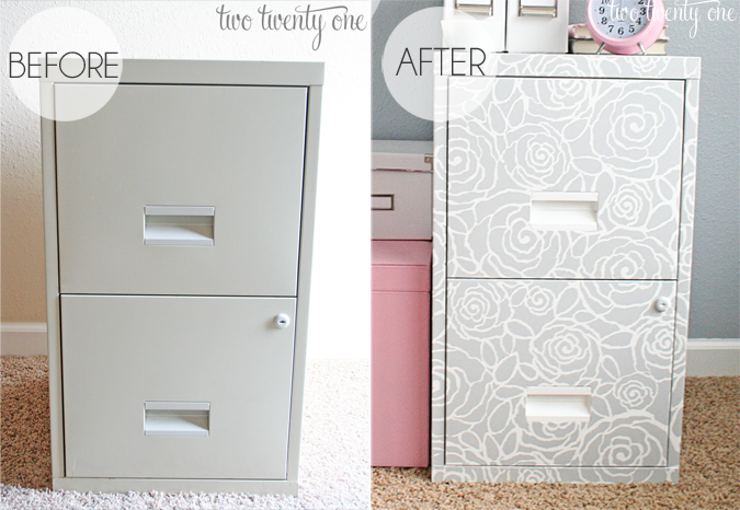 stenciled+file+cabinet+before+and+after