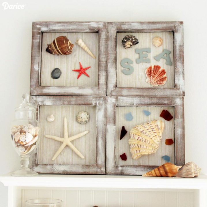 Attractive-Nautical-Decoration-Pic-Frame-with-Shell-starsea