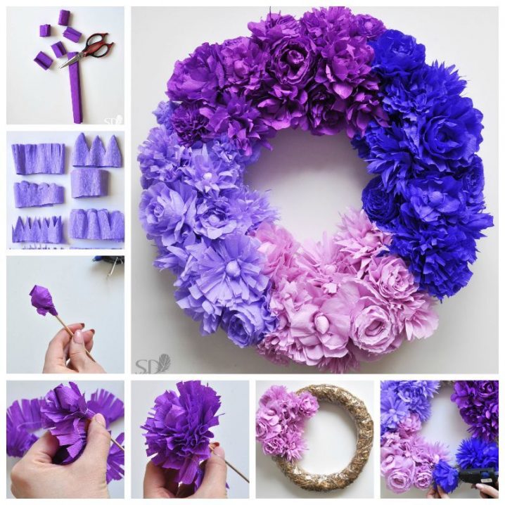 Creative-Ideas-DIY-Ombre-Crepe-Paper-Flower-Wreath