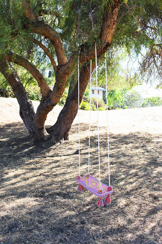 diy tree swing decorated