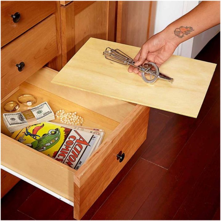 drawer with false bottoms