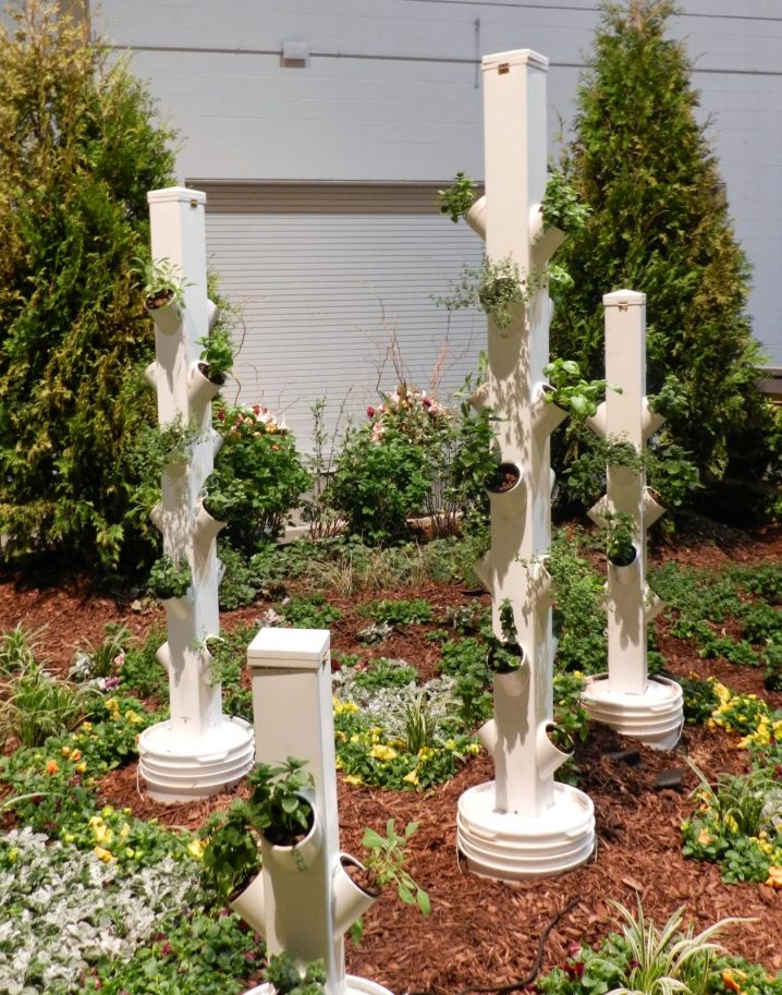 fence post and PVC planters