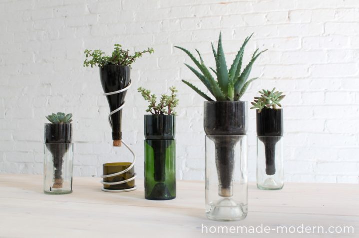 glass bottle planters