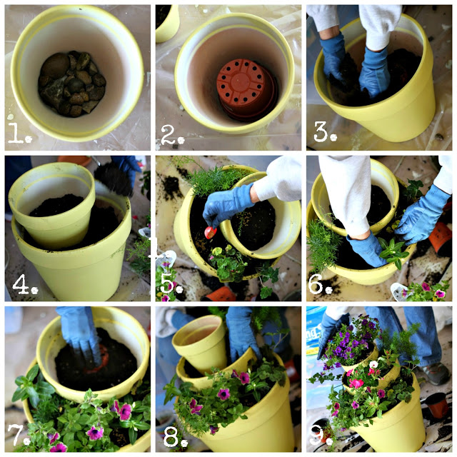 numbered tiered planter collage