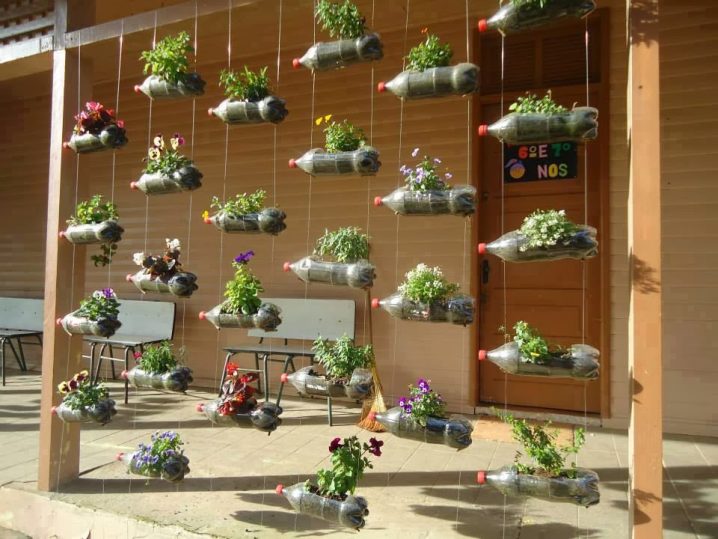 plastic bottles vertical garden