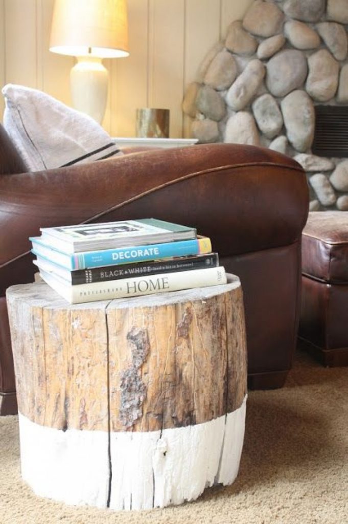 side table from tree trunk