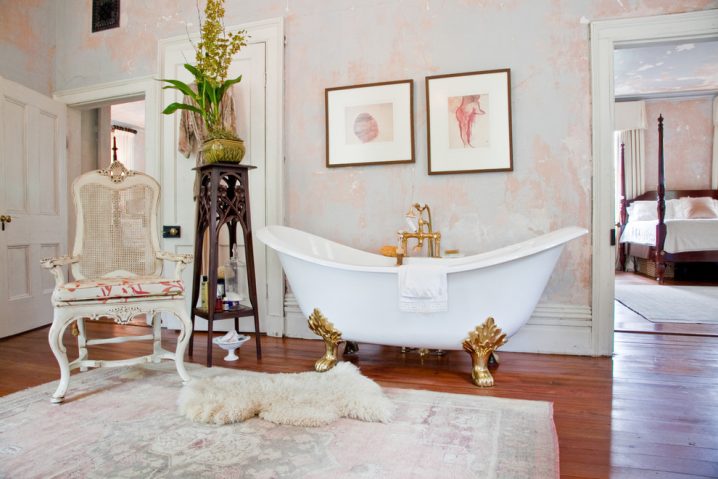 tall-side-table-Bathroom-Rustic-with-antique-bathtub-freestanding-tub