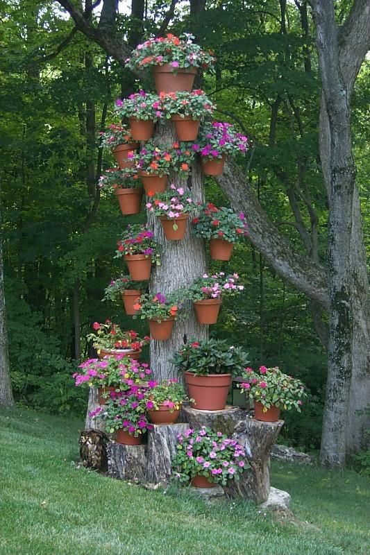 tree stump flower tower