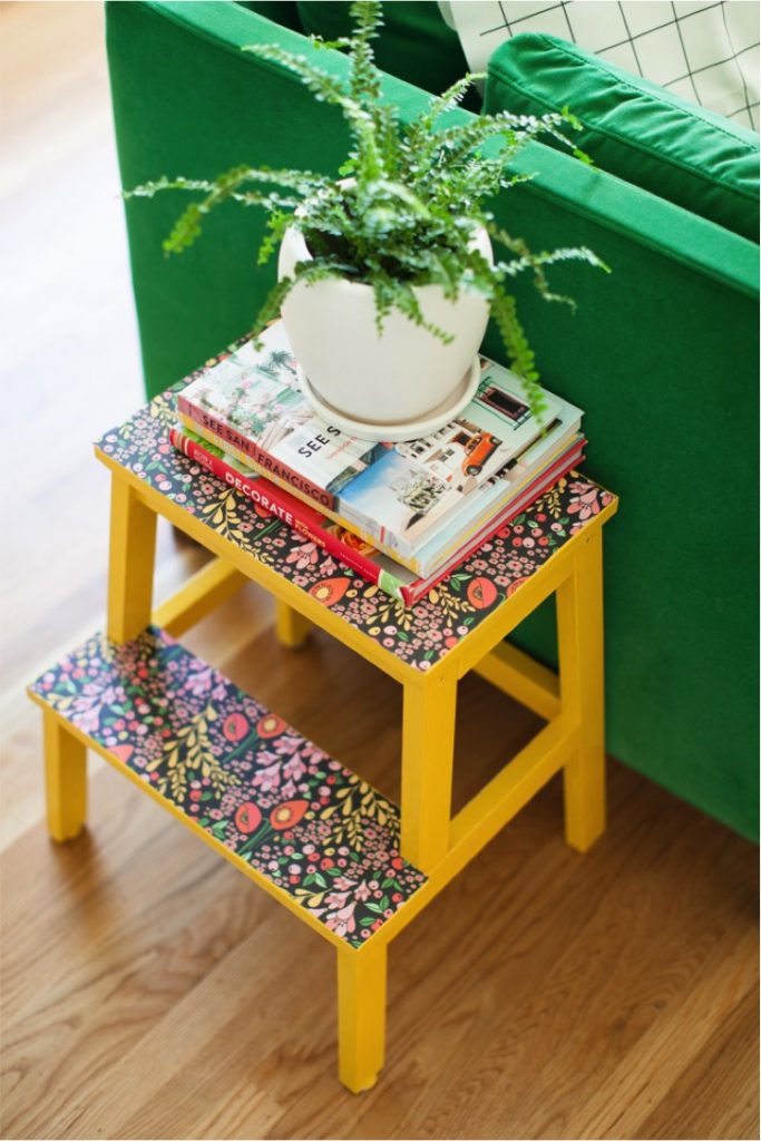 yellow-stool-and-floral-pattern