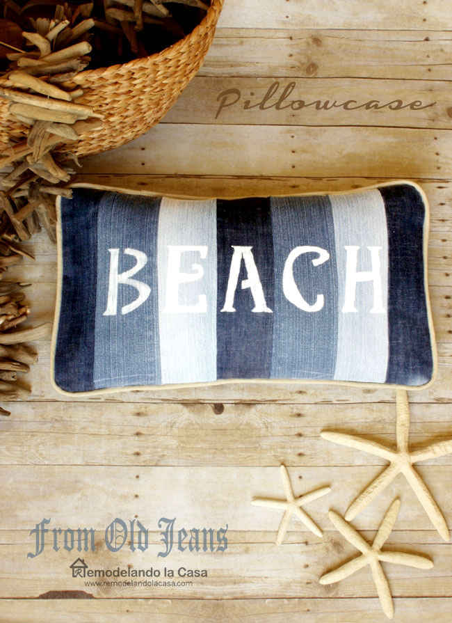 Beach Pillow from old jeans 1