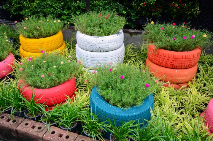 blooming tire planter