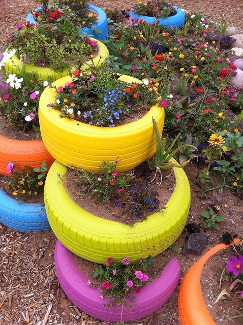 colorful-tire-planters