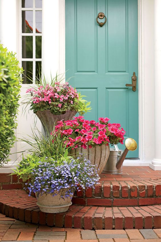 flower pots on front porch