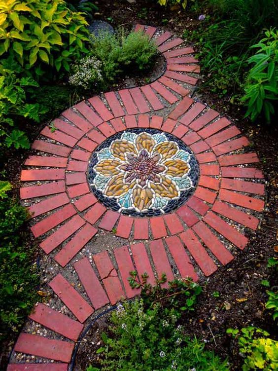mosaic and brick