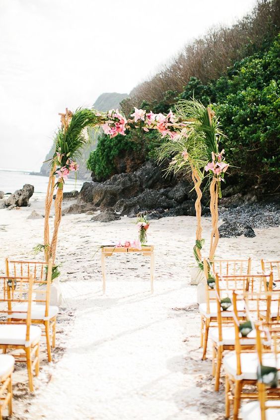 romantic beach wedding ceremony