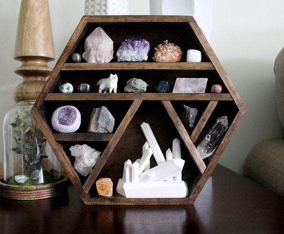 diy wooden hexagon shelves crafts - crystal sculpture shelves decoration-f59180