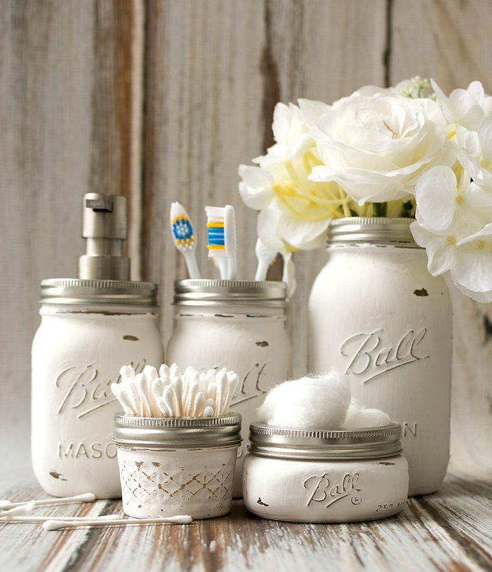 mason-jar-crafts-painted-distressed-bathroom-organizer-soap-dispenser-toothbrush-holder-2-3-of-3