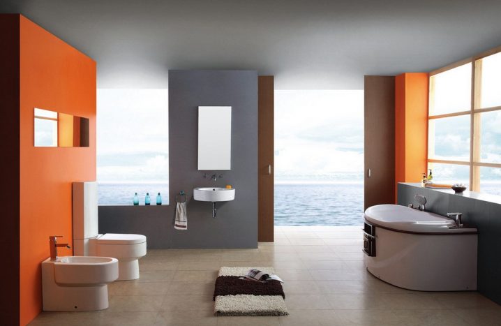 seaside-hotel-bathroom-gray-and-orange-download-d-house-orange-bathroom
